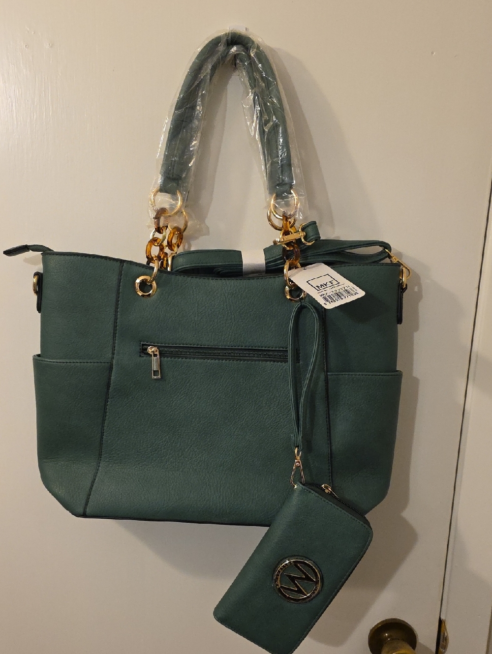 MKF Green Structured Satchel/ Shoulder Bag And Wallet